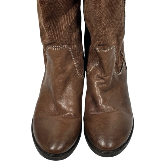 Sundance Catalog Brown Canvas & Leather Tall Riding Boots Women's US 7.5 EU 38 - Picture 6 of 11